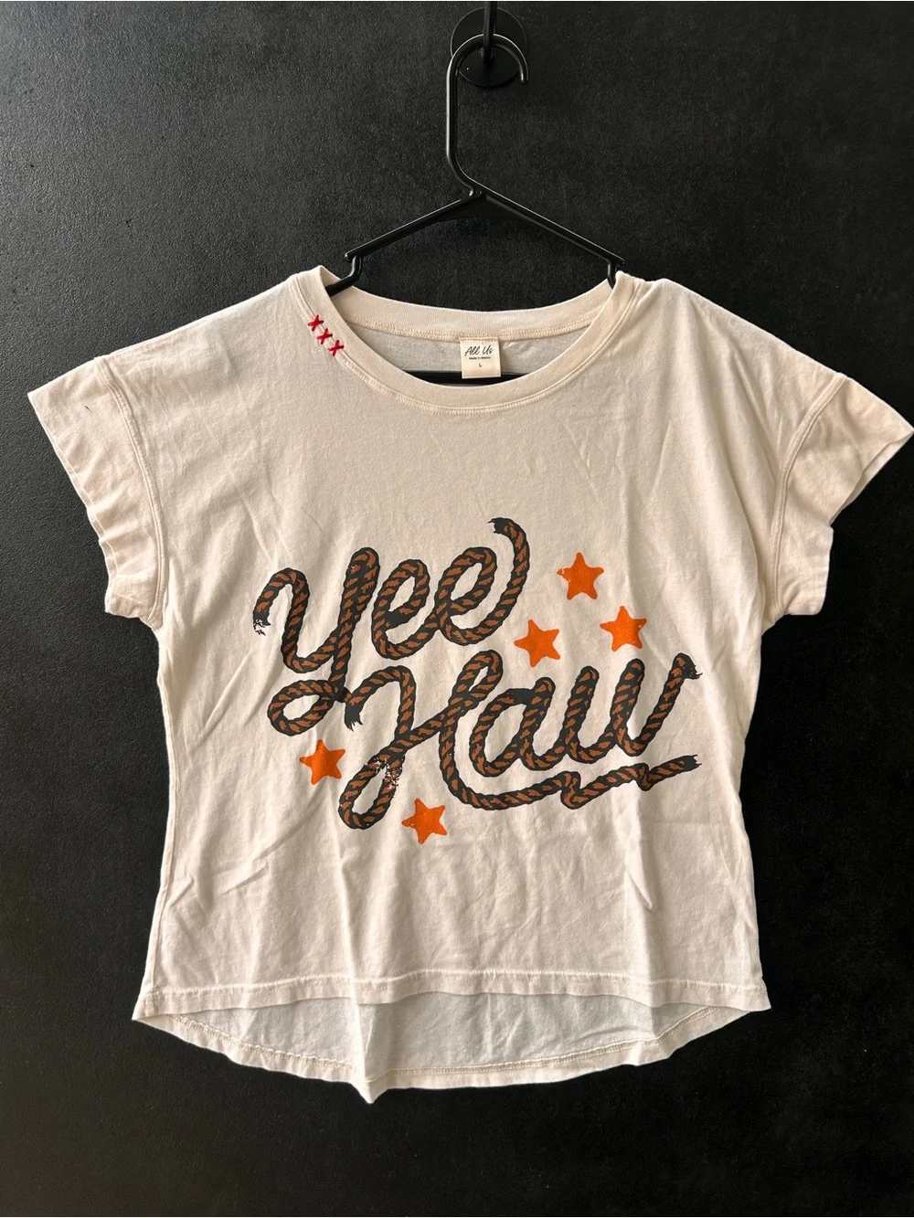 Women off White 'Yee haw “ tee new no tags size large #440